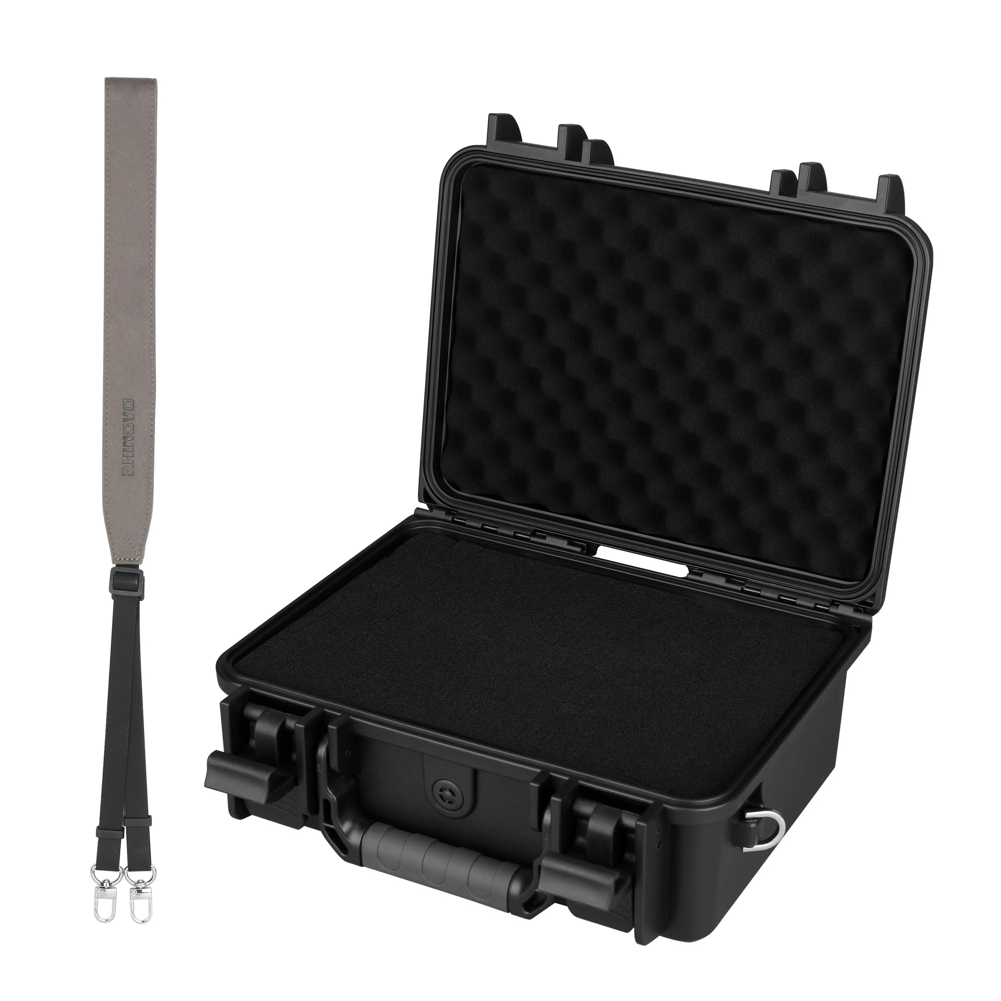 Photo 1 of Rhinovo IP67 Waterproof Hard Case with 2-Layer Pick & Pluck Foam, Patented Buckle, Molded Strap Anchor & Included Adjustable Strap | Protective Case for Cameras, Electronics, Drones & Pistols