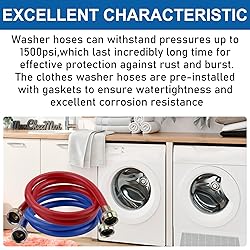 Rubber Washing Machine Hoses 6FT,Universal Washing