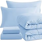 NTBAY Twin Comforter Set with Sheets, 5 Pieces Soft and Breathable Bedding Set, Twin Bed in a Bag, Down Alternative Comforter Set Solid Color All Season, Kids Bedding Set, Aqua