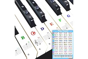 Piano Keyboard Stickers with Piano Chord Chart，for 88/61/54/49 Key,Note Labels for Beginners and Kids, Piano Notes Guide Pian