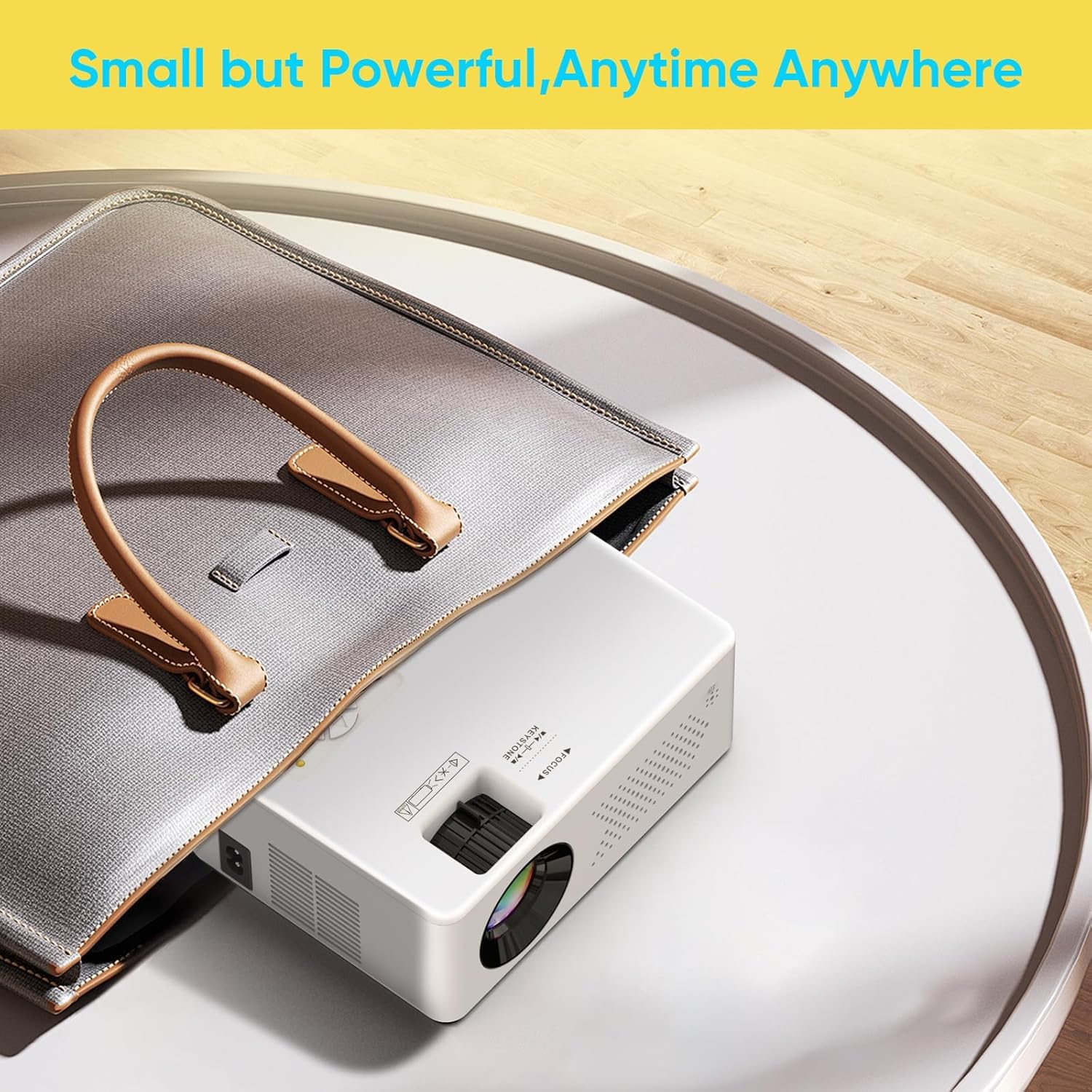 Puxinat Beamer, Mini Beamer Bluetooth5.2 Full HD 1080P Tragbarer Outdoor/Heimkino Projektor, 50% Zoom 200-Zoll-Display, Kompatibel mit TV Stick/HDMI/Smartphone/Spielkonsole/USB [Inkl. Fernbedienung]