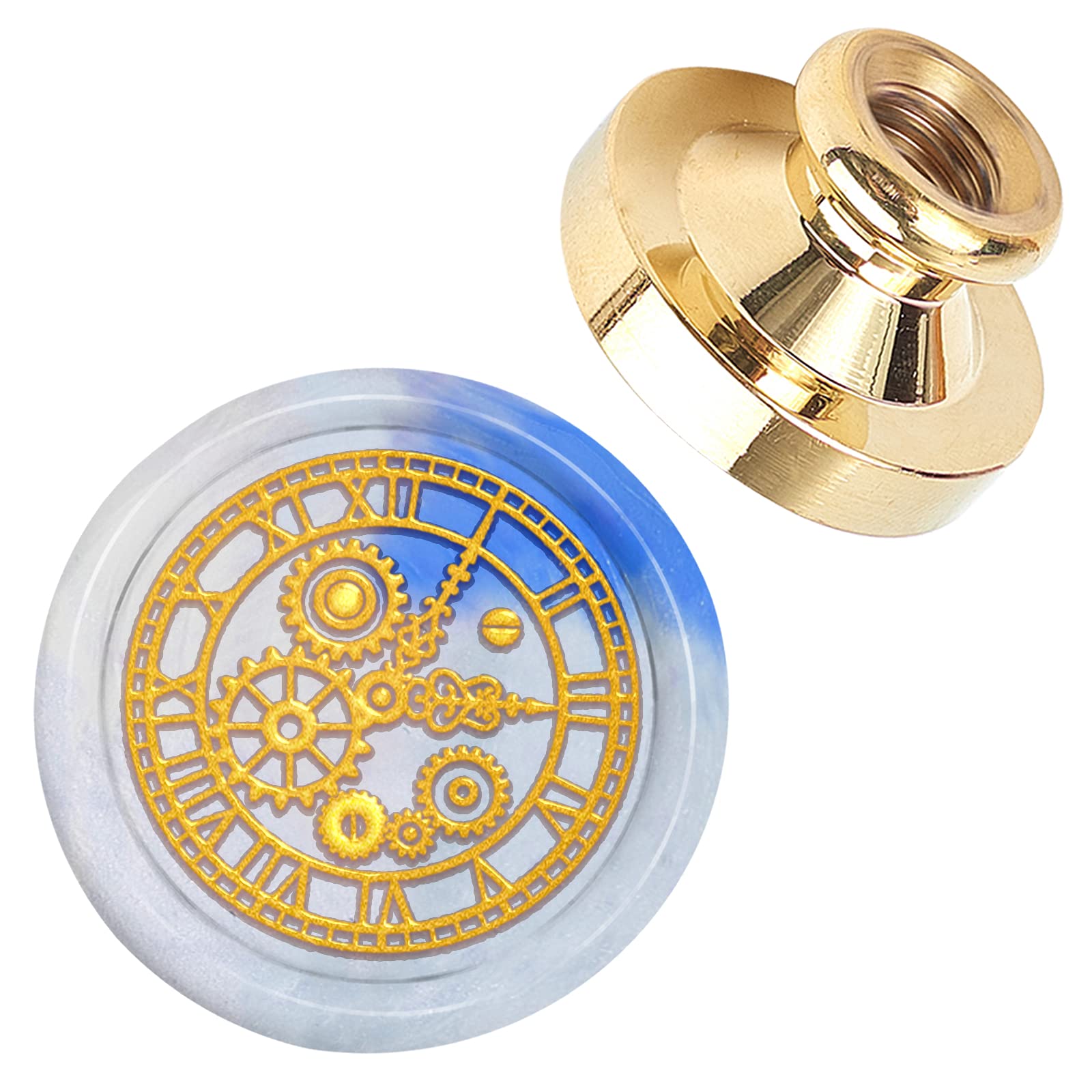 CRASPIRE Wax Seal Stamp Head Clock Removable Sealing Brass Stamp Head for Creative Gift Envelopes Invitations Cards Decoration
