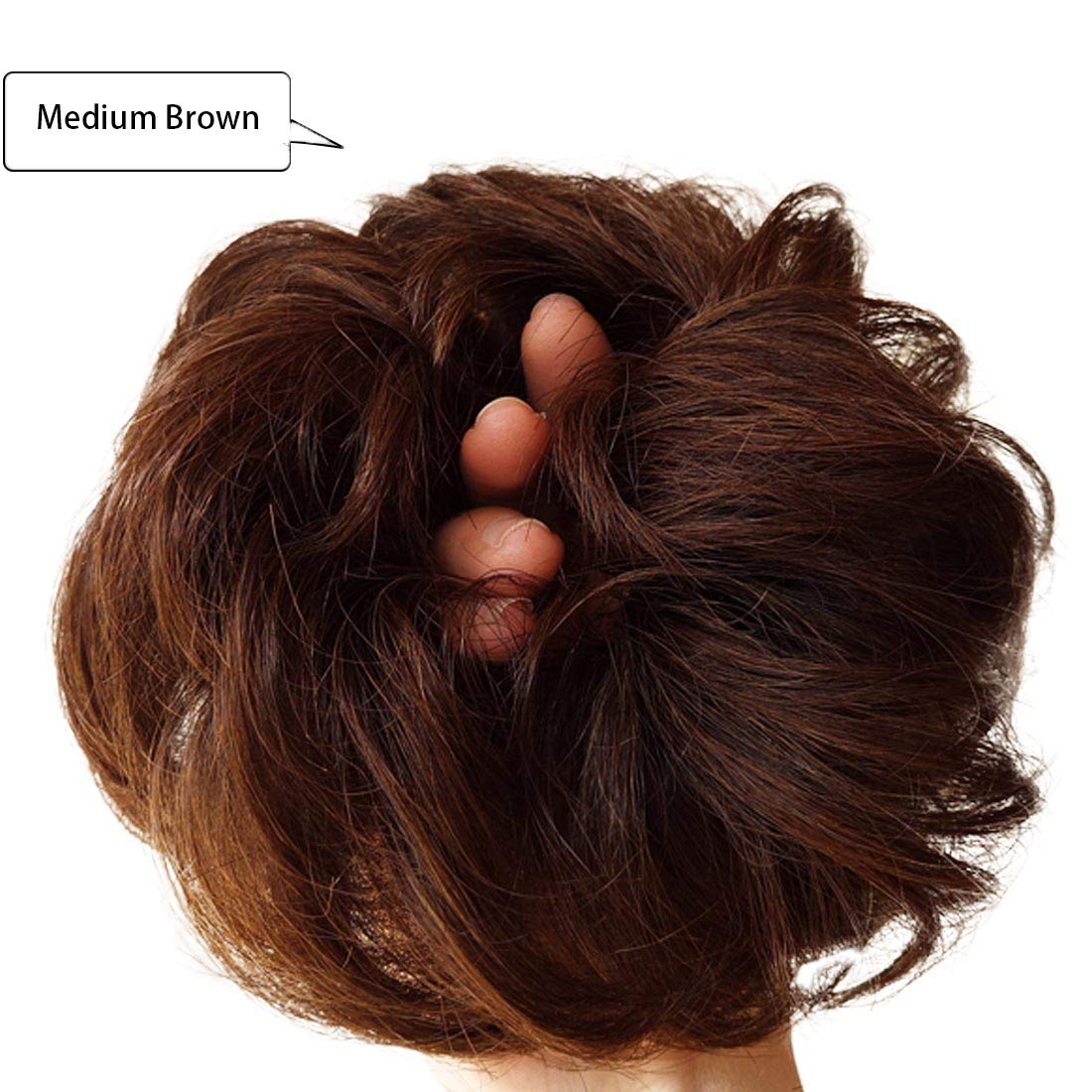 Wavy Curly Chestnut Brown Goessom 100 Human Hair Bun Extension