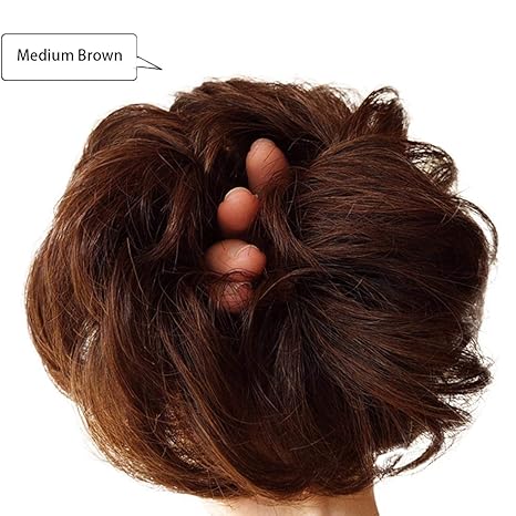 Wavy Curly Chestnut Brown Goessom 100 Human Hair Bun Extension