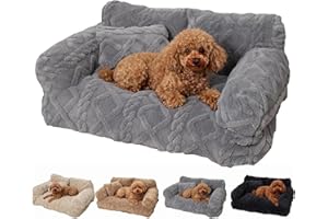 Plush Calming Pet Sofa Bed with Removable Cover,Washable and High Comfort, Dog Couch Bed for Large Dogs, Fluffy Dog Beds for 
