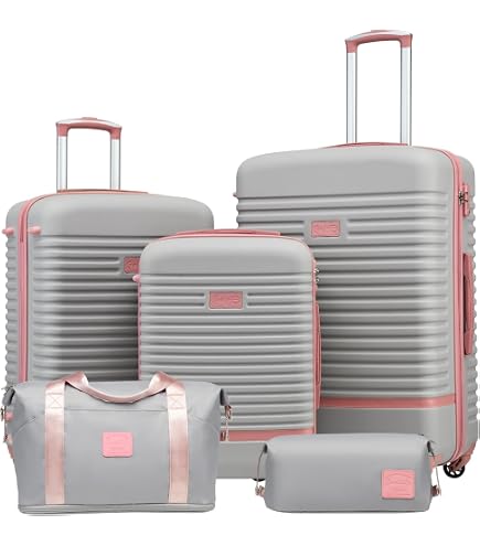 Amazon.com | Coolife Luggage Set Hardside Suitcase,5 piece,Sky