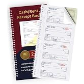 Zzrywuty Money and Rent Receipt Book with Cardboard Insert,2-Part Carbonless,5.3&rdquo;x11.2&rdquo; Spiral Bound,200 Sets per Book,4 Receipts per Page for Office Supplier,Rent and Cash Transaction