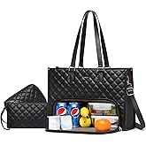 Keyli 3PCS Sets Lunch Tote bag for Women,15.6 Inch Laptop Work Bag with Insulated Lunch Box Compartment Computer Handbag