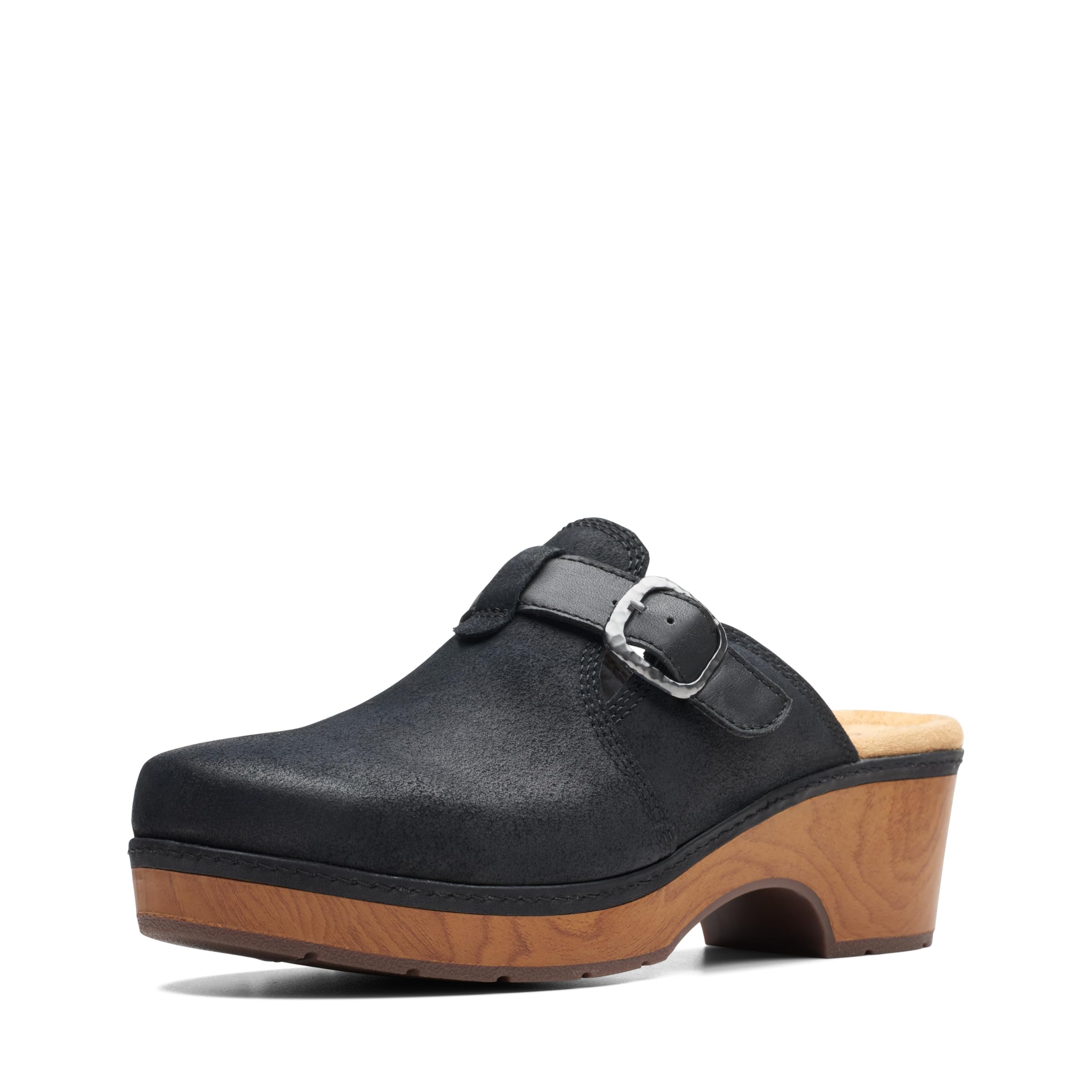 Clarks Black’s Paizlee Nora Clog, Black Suede, 6.5 Wide US