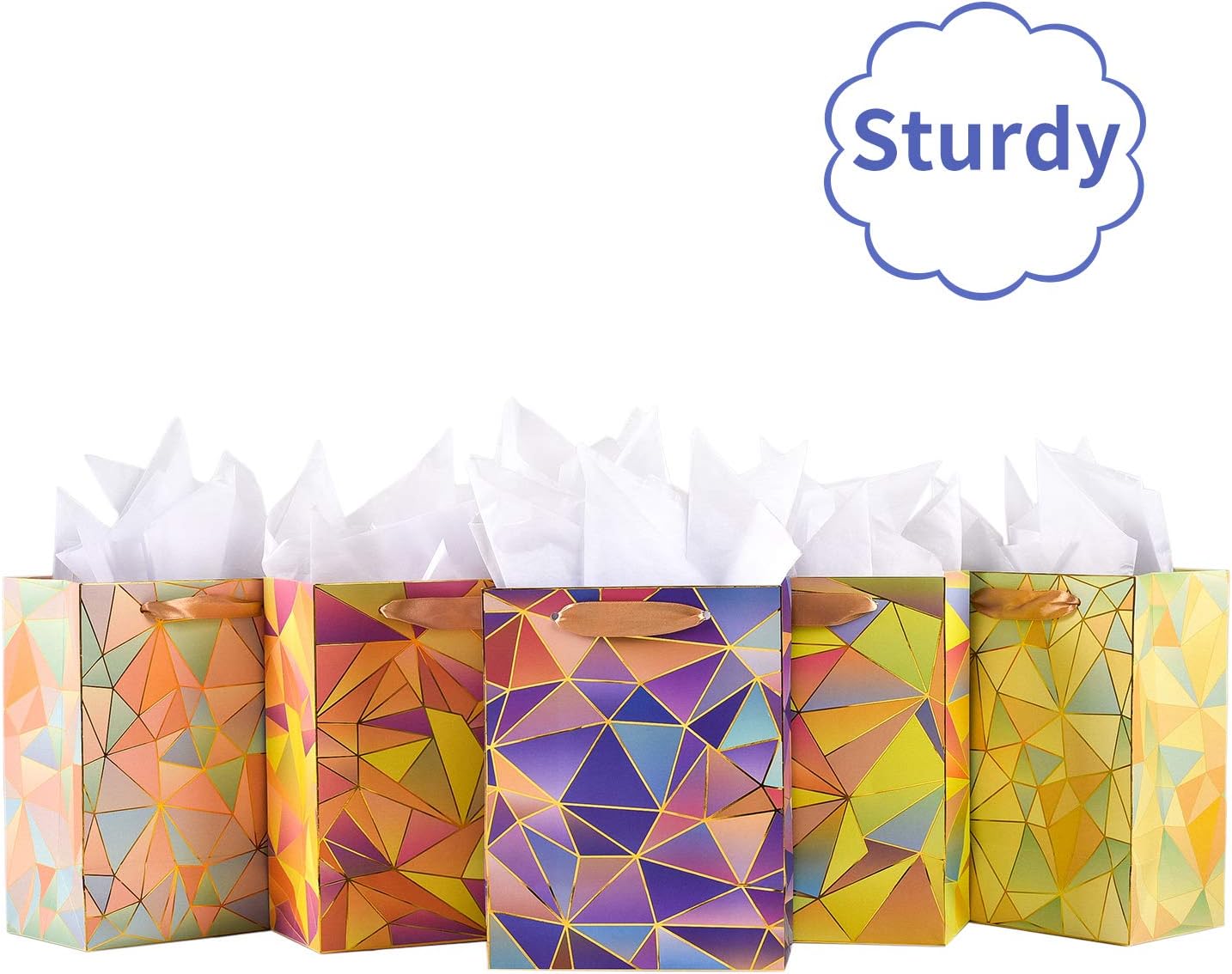 Gift Bags Medium Size Set, 5 Pack Assorted Small Bulk Birthday Gift Wrapping Bag with Tissue Paper for Men Women Girls Baby Bridal Shower Present Bag for Anniversary Party: Everything Else