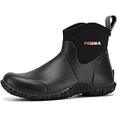 HISEA Men's Rain Boots, Ankle Height Garden Shoes Waterproof Insulated Rubber Neoprene Mud Boots Anti-Slip Outdoor Work Booties for Gardening Farming Camping Fishing and Yard Working