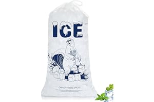 ENNIYU 5lb Ice Bags with Drawstring – 50 Pack Reusable Heavy-Duty Plastic Ice Cube Bags for Freezer, Ice Maker, Coolers, Camping, Storage, Leak-Resistant & Food Safe