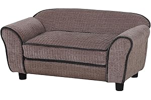 AFBKSS&BB Pet Sofa/Dog Bed with Luxury Striped Fleece Pet Bed Animal Sleeping Bed Small and Medium Size Pet Couch Bed (Light Brown)