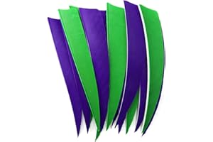 Obert Archery 60pcs Arrow Feathers 4 inch Hunting Arrows Fletching Right Wing Green Purple Shield Cut