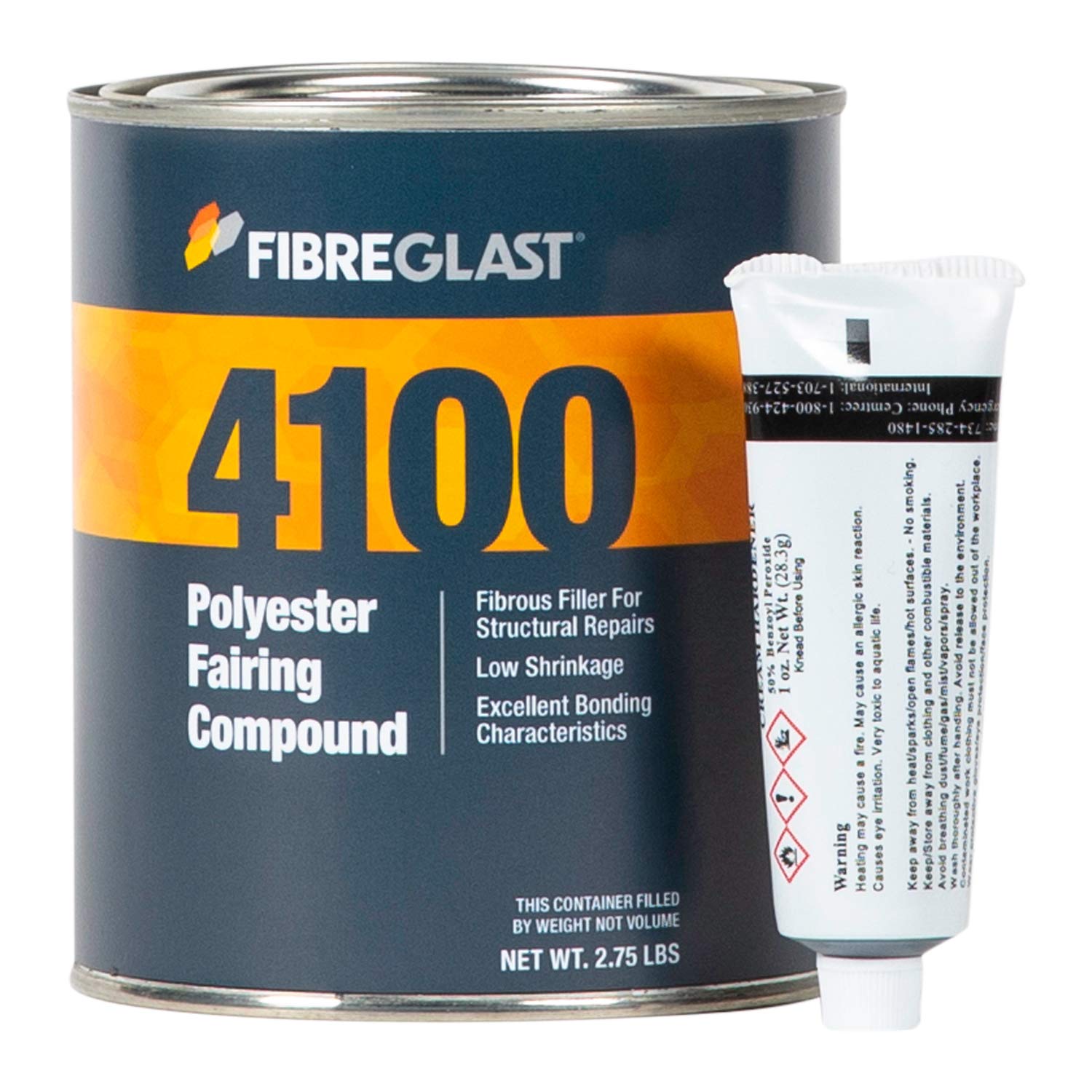 Fibre Glast Lightweight Polyester Cosmetic Filler 1 Quart with White BPO