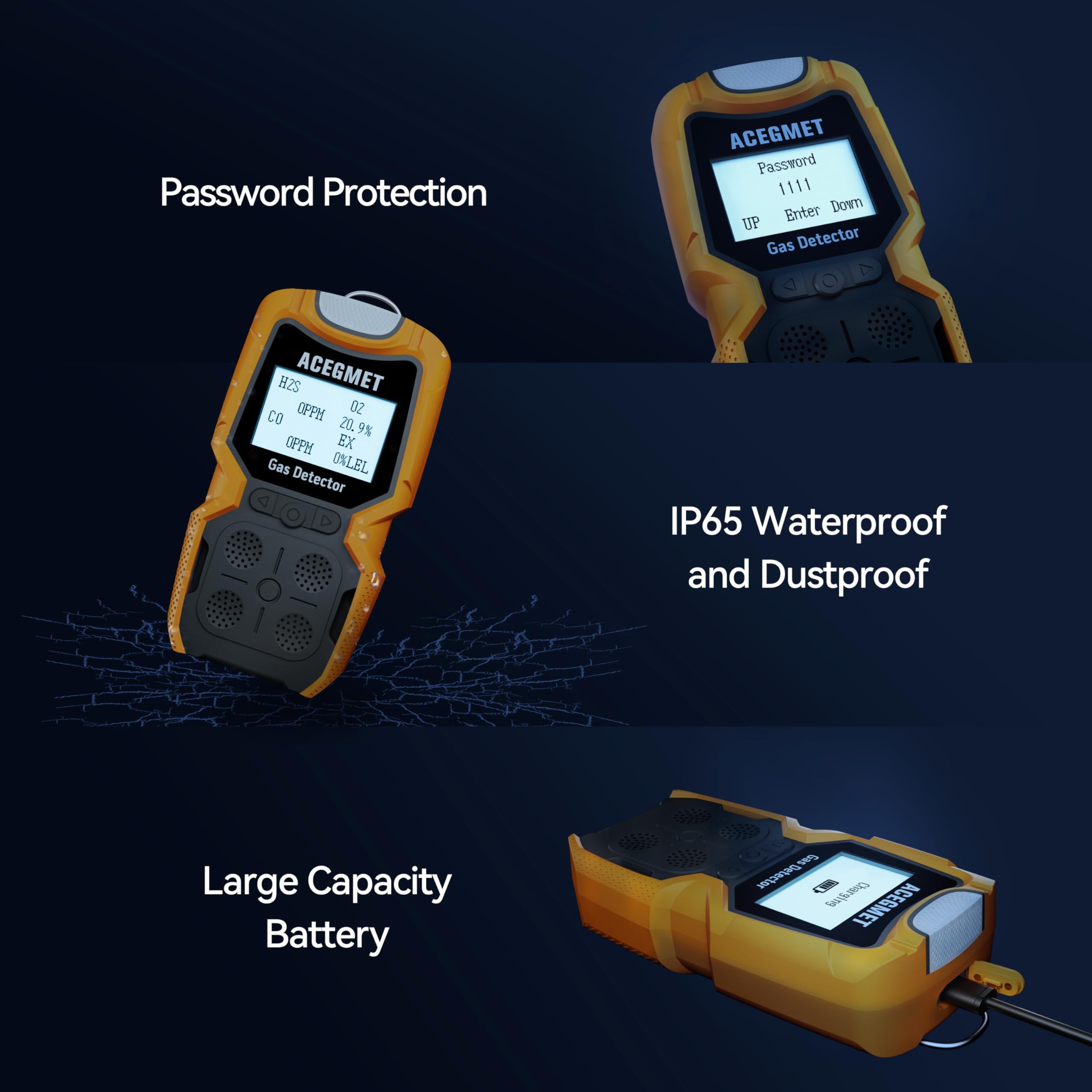 Mua ACEGMET Gas Detector, 4 Gas Monitor Multiple Indicator (Vibration ...