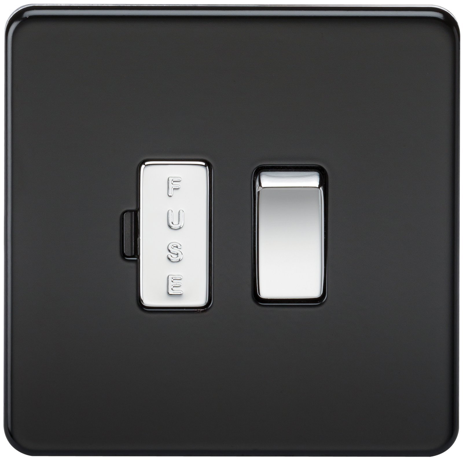 Knightsbridge SF6300MB Screwless 13 A Switched Fused Spur Unit, Matt Black with Chrome Rocker