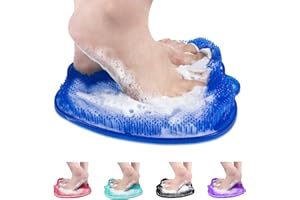 AXLOFO® Shower Foot Scrubber Mat, XL Larger Size Foot Massager Mat with Non-Slip Suction Cups - Cleans, Exfoliationl, Massages Your Feet Without Bending, Foot Circulation & Relieve Tired Feet (Blue)