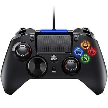 PS4 Controller- Wired Gaming Gamepad mit Dual-Vibration-Turbo und Trigger-Tasten für PlayStation 4/ PlayStation 3/ PC (Window