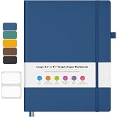 Dotted Journal, Softcover Leather Dot Grid Notebook Journal for Women Men | No Bleed Thick Paper for Smooth Writing, Lay Flat, 8.5" x 11" Journal for Work, School, Travel, Professional Business Style