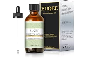 EUQEE Coconut & Vanilla Fragrance Oils, Premium Essential Oils with Glass Dropper for Diffusers, Candle & Soap Making, Bath Bombs (2.02 Fl oz/60 ml)