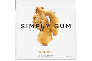 Simply Gum | Ginger | Pack of Six (90 Pieces Total) | Synthetic Free + Aspartame Free + non GMO