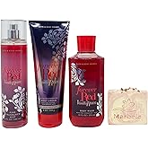 Bath & Body Works Forever Red Vanilla Rum Trio Gift Set - Fragrance Mist, Body Cream and Body Wash - with a Himalayan Salts Springs Bar Soap - Full Size