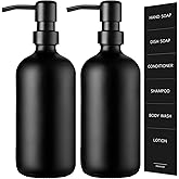 GMISUN Black Soap Dispenser, 2 Pack Matte Black Hand Soap Dispensers Bathroom with Stainless Steel Pump, 17 Fl Oz Glass Dish 