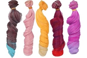 MUZIWIG 5.9 x 39.4 in, 5rolls Curly Heat Resistant Doll Hair Wefts for DIY 1/3 1/4 1/6 BJD SD Doll Wigs.