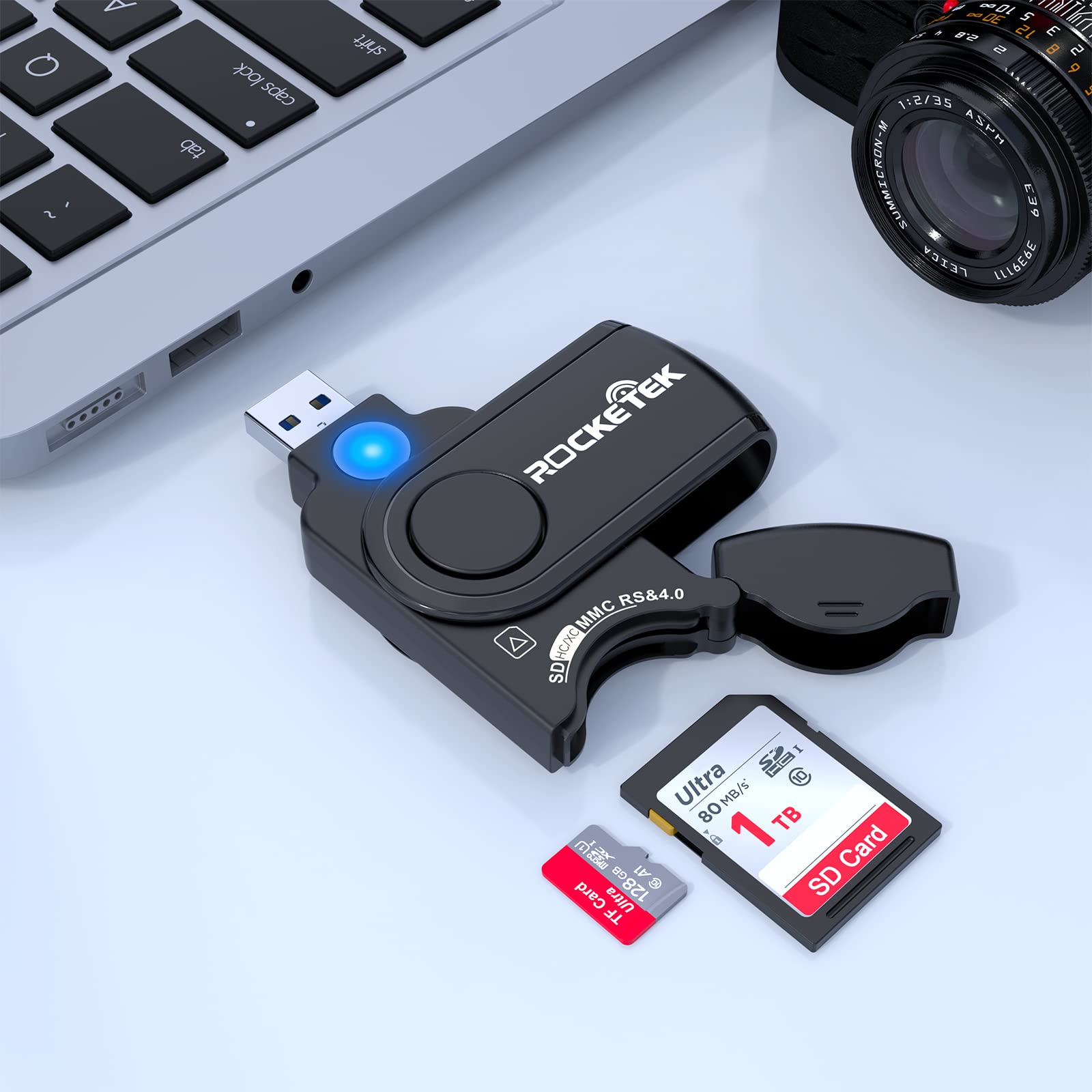 USB 3.0 Card Reader, High-speed SD/Micro Card Reader Memory Adapter-Supports SDXC, SDHC, MMC, RS-MMC, Micro SDXC, SD, SDHC, Support UHS-I