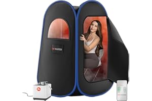 TOPMASTER Portable Steam Sauna for Home - 3L Steamer with 9 Heat Levels and 99-Min Timer, Foldable Design for Easy Setup, Medium Size, Black Waterproof Tent with Chair and Foot Mat, Remote, and Safety Features