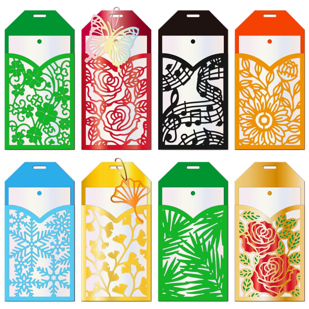 MAYJOYDIY Bookmarks Envelope Cutting Dies Roses Daisies Ginkgo Leaves Notes 8 Flowers Patten Embossing Metal Die Cuts Carbon Steel Cutting Dies Stencils for Paper Card Making Scrapbooking Photo Album