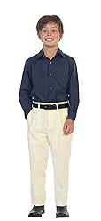 Gioberti Boys Long Sleeve Solid Dress Shirt, Navy, 2T