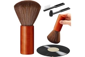 Ziliny 3 Pcs Vinyl Record Cleaning Brush Wooden Anti Static Dust Record Vinyl Cleaner Kit Player Accessories Gift for New Year Music Lovers(Reddish Brown)
