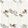 Holly & Birds Magnetic Notepads - Christmas Themed Memo Pads Set Of 2