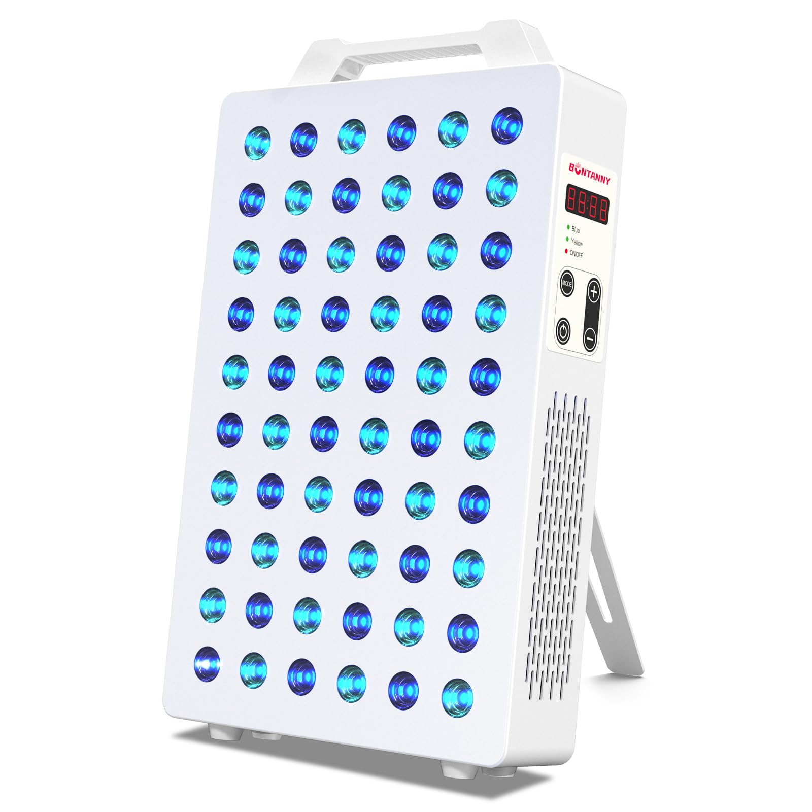 Photo 1 of BONTANNY Blue/Yellow Light Therapy, 450/480/590nm 3 Wavelengths Blue Yellow Light Device with 60 Dual Chip Clinical Grade LEDs, Remote Control, Timer for Face, Body, Improve Skin, BO-300 (White)