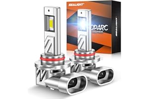 SEALIGHT HB3/9005 Bulb, 800% 44,000LM Super Bright 9005 LED HeadLight Bulbs, 6500K Cool White with Fan, Real 1:1 Stock Size, 3Mins Easy Plug-N-Play, IP68 Waterproof, 2 Pack