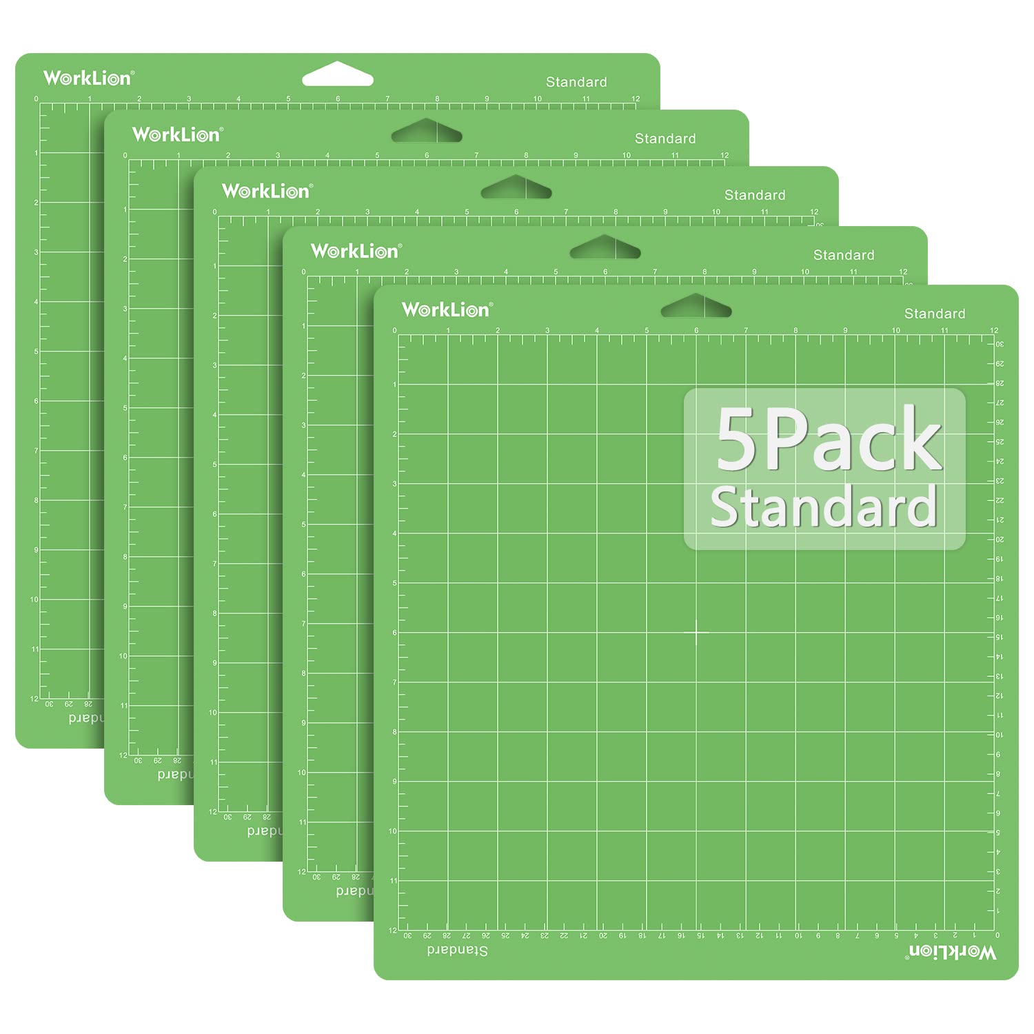 WORKLION Cutting Mat StandardGrip for Cricut: (12x12 Inch, 5 Mats) Explore One/Air/Air 2/Maker Standard Adhesive Sticky Non-Slip Durable Craft Mat - Replacement Accessories