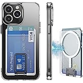 Tuvror Magnetic for iPhone 15 Pro Max Case and Card Holder with Stand, (Compatible with MagSafe) Shockproof Military-Grade Protection, Wallet Phone Case for iPhone 15 Pro Max (6.7 inch), Clear