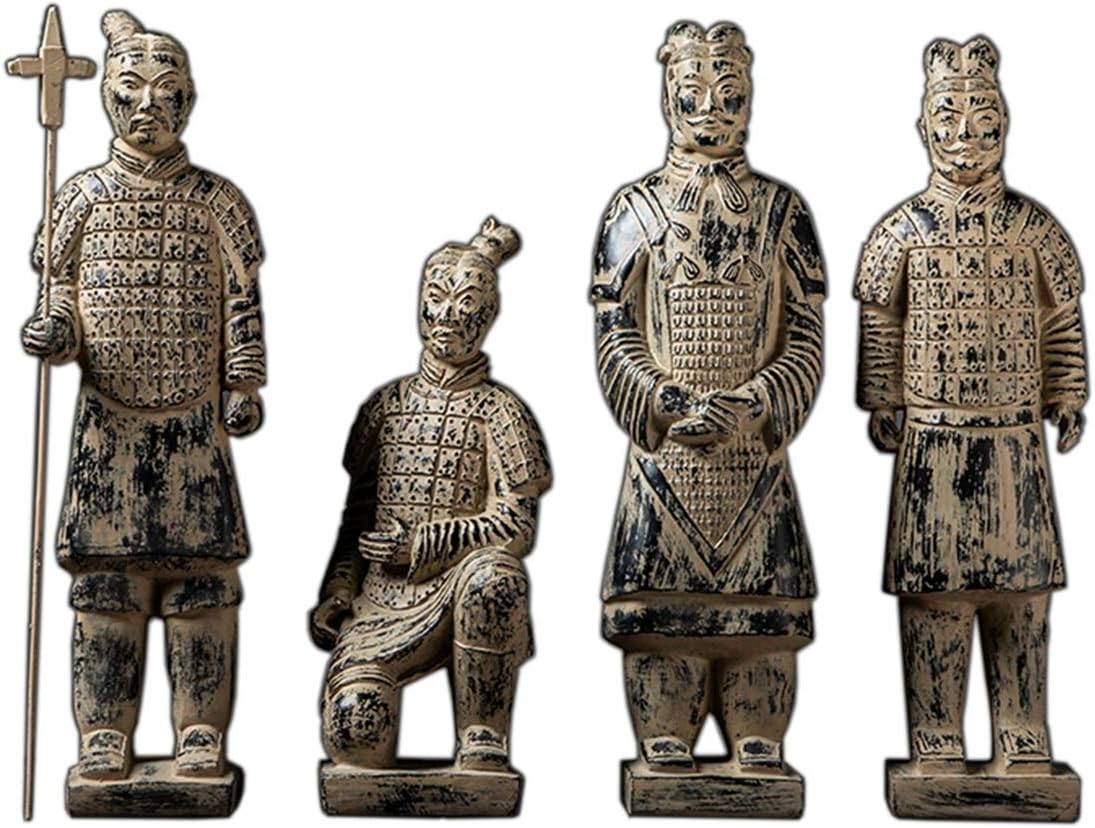 SDBRKYH Vintage Terracotta Warrior Decoration, Chinese Terracotta Warriors Relics Replica China Travel Souvenir Terracotta Model Statue Desktop Decoration 4Pcs
