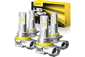 AUXITO H11 9005 LED Bulbs Combos, 100000LM 900% Super Bright, 60000+ Hours Life Service, 6500K Cool White, 1:1 Mini Size Wireless HB3 H8 H9 Halogen Replacement, Plug & Play, Pack of 4