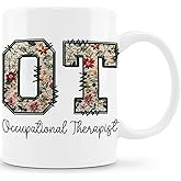 Zomhix Occupational Therapist Gifts Mug - Occupational Therapy Gifts Coffee Mug, OT Gift, Floral OT Therapist Ceramic Coffee Mug 11 oz