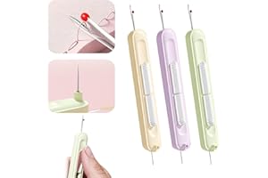 XIRTAIOV 3 Pack Needle Threader, 2025 Upgraded Plug-in 2 in 1 Needle Threader Seam Ripper Tool, Stretchable Remover Tool for Hand Sewing, Knitting, Cross Stitch, Embroidery, Thread Removal (3color)