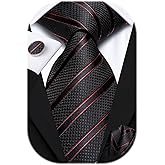 Hi-Tie Men's Tie Sets Silk Paisley Striped Necktie Pocket Square Cuff-links Sets Wedding Business Holiday