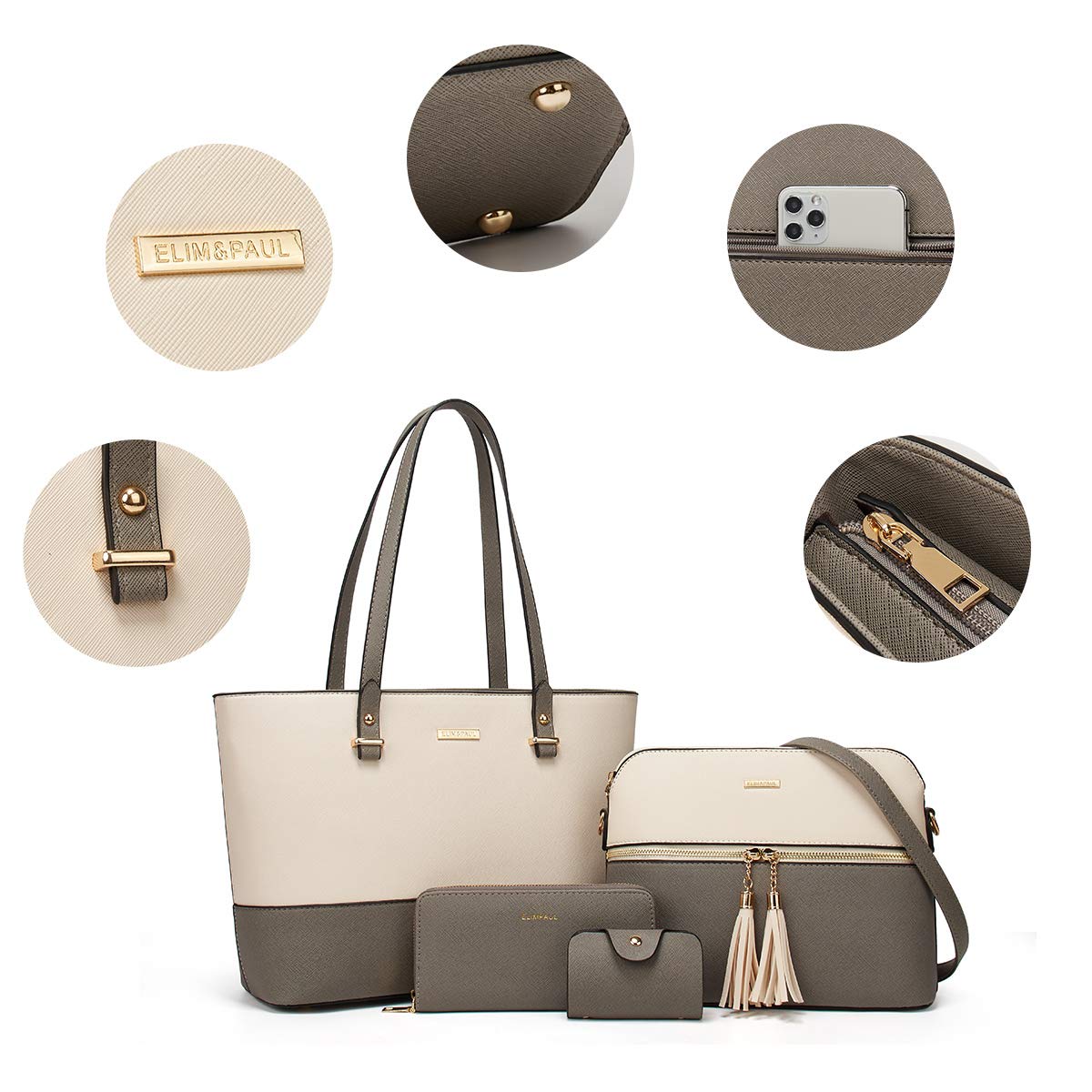 Women Fashion Handbags Wallet Tote Bag Shoulder Bag Top Handle Satchel Purse Set 4pcs