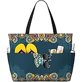 Owlfder Large Beach Bag for Women Waterproof Foldable Travel Shoulder Tote Bag with Pocket for Weekender Pool Vacation