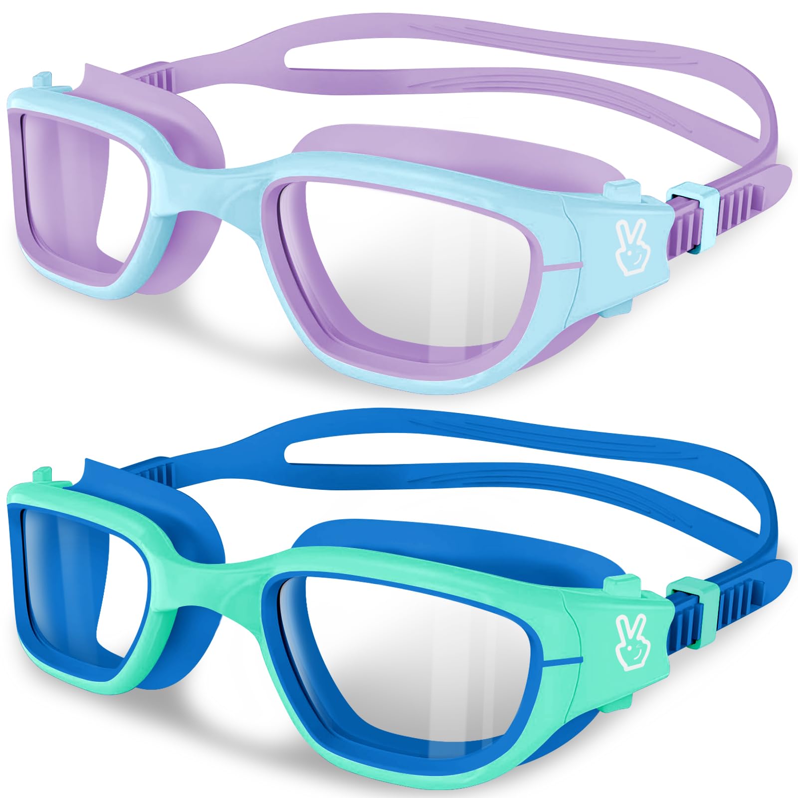 Photo 1 of Vvinca Kids Swim Goggles, Swimming Goggles for Toddlers Kids 3-14 Outer-Eye Fit Anti-Fog UV Protection No Leak Soft Liquid Silicone Seal Anti Shattered Lens Pool Glasses for Boys Girls Teens Gift