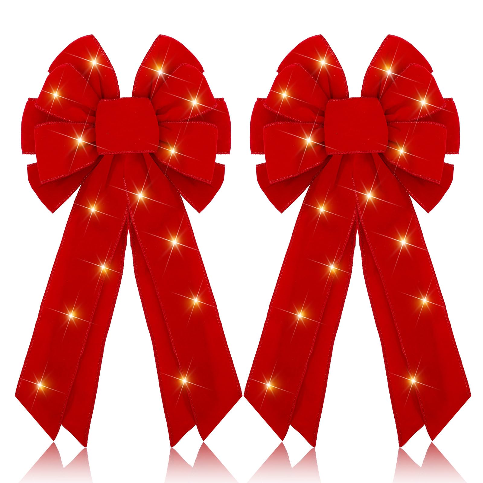 Photo 1 of **SIMILAR ITEM** NO LIGHTS**Giegxin 2 Pcs Large Lighted LED Red Bows 18 x 10 Inch for Christmas Tree Topper Pre Giltter Wreath Bow for Holiday Wreath Windows Ornaments Door Indoor Outdoor Wall Decor(Solid Red)