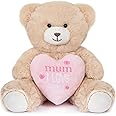 My OLi Plush Teddy Bear 7in Stuffed Animal with Pink Heart Toys Gifts for Mom Beige