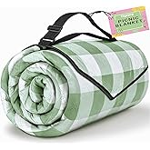 TigeJoy Extra Large Picnic Blanket Waterproof Foldable 80''x80'', Outdoor Picnic Mat Beach Blanket Sandproof for Park, Grass, Travel, Hiking, Camping Essentials, Gingham Picnic Blanket